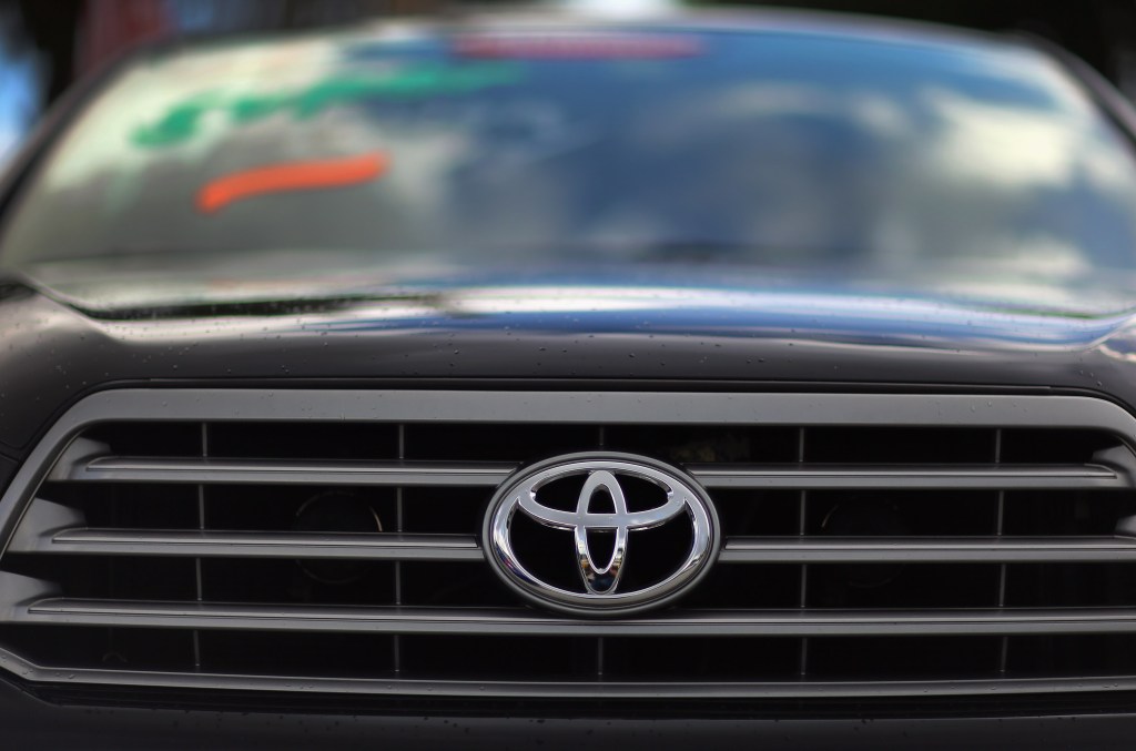 The front grille of a Toyota Sequoia on display