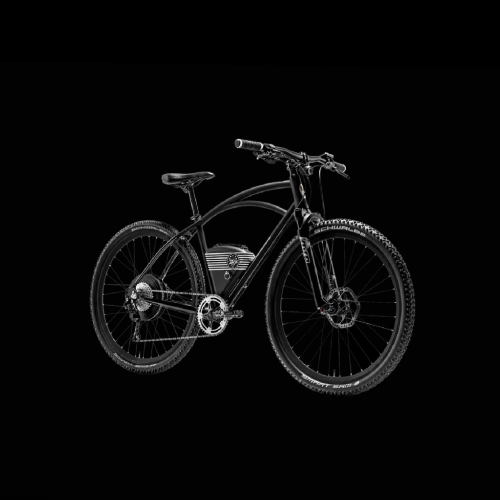 A black Vintage Electric Rally e-bike