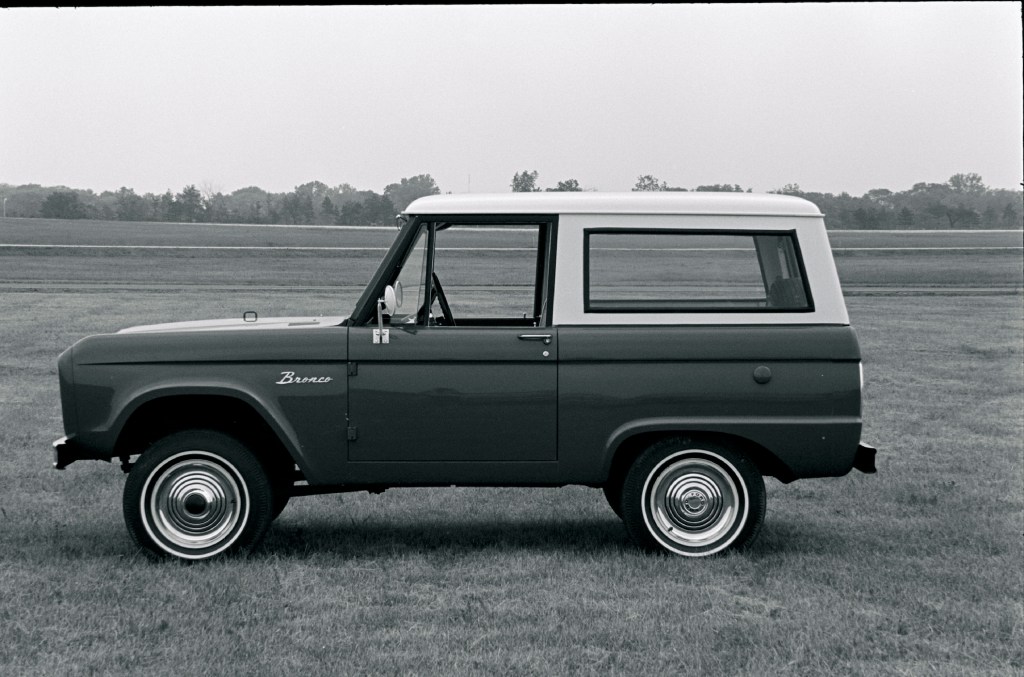 1966 Ford Bronco with bolt-on steel cab rides high, wide, and handsome.