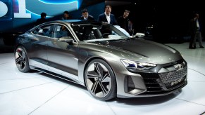 Audi E-Tron GT is displayed during the second press day at the 89th Geneva International Motor Show