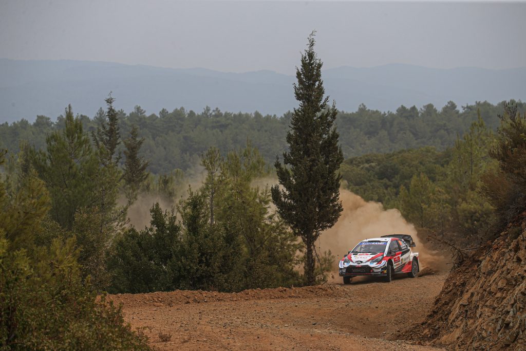 Kalle Rovanpera of Finland and Jonne Halttunen of Finland compete with their Toyota Gazoo Racing WRT Toyota Yaris