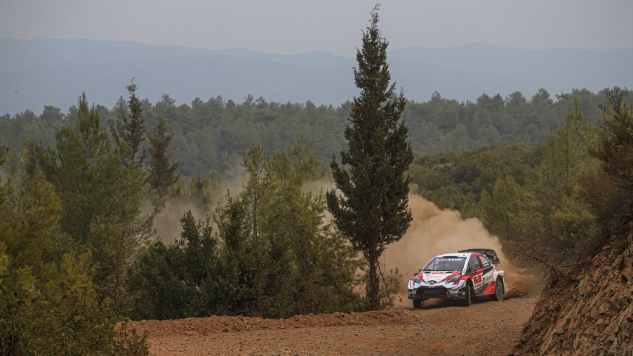 Kalle Rovanpera of Finland and Jonne Halttunen of Finland compete with their Toyota Gazoo Racing WRT Toyota Yaris