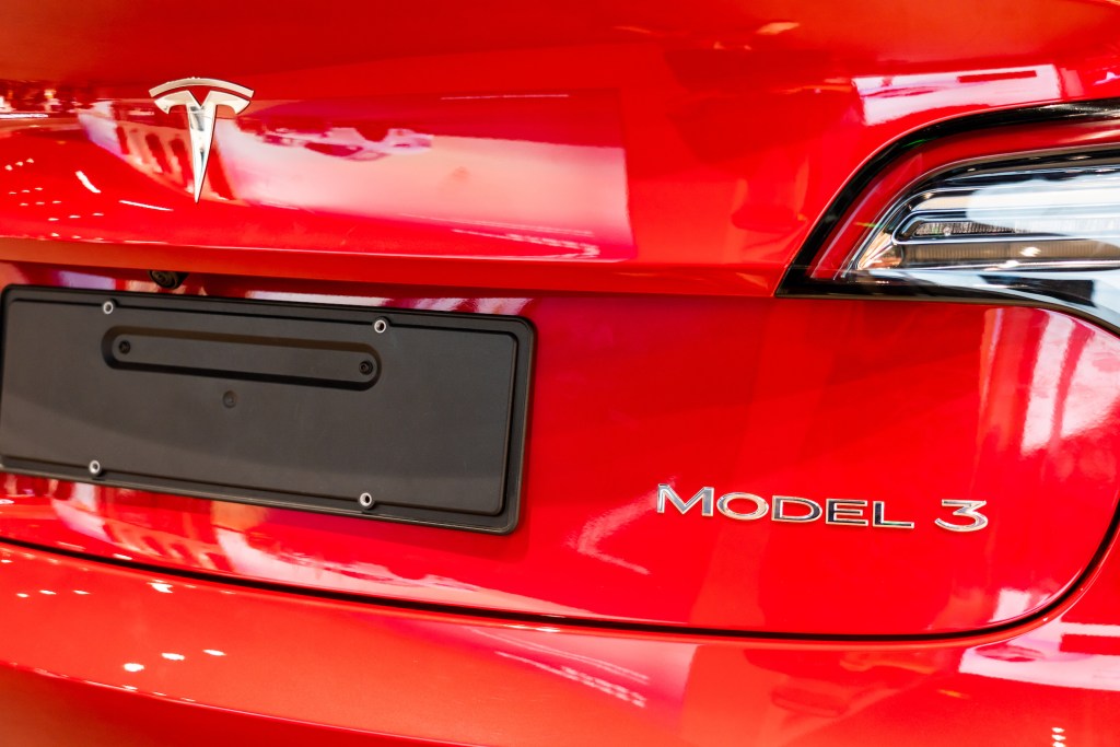 Tesla Model 3 electric vehicle seen at their showroom