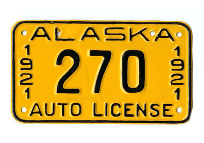 A rare Alaskan license plate that sold for $60,000