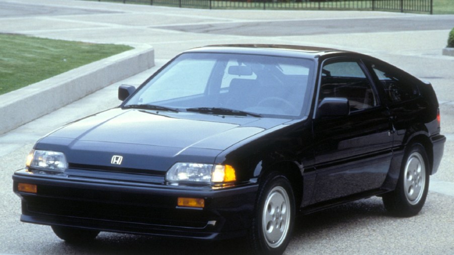 A black 1985 Honda CRX Si