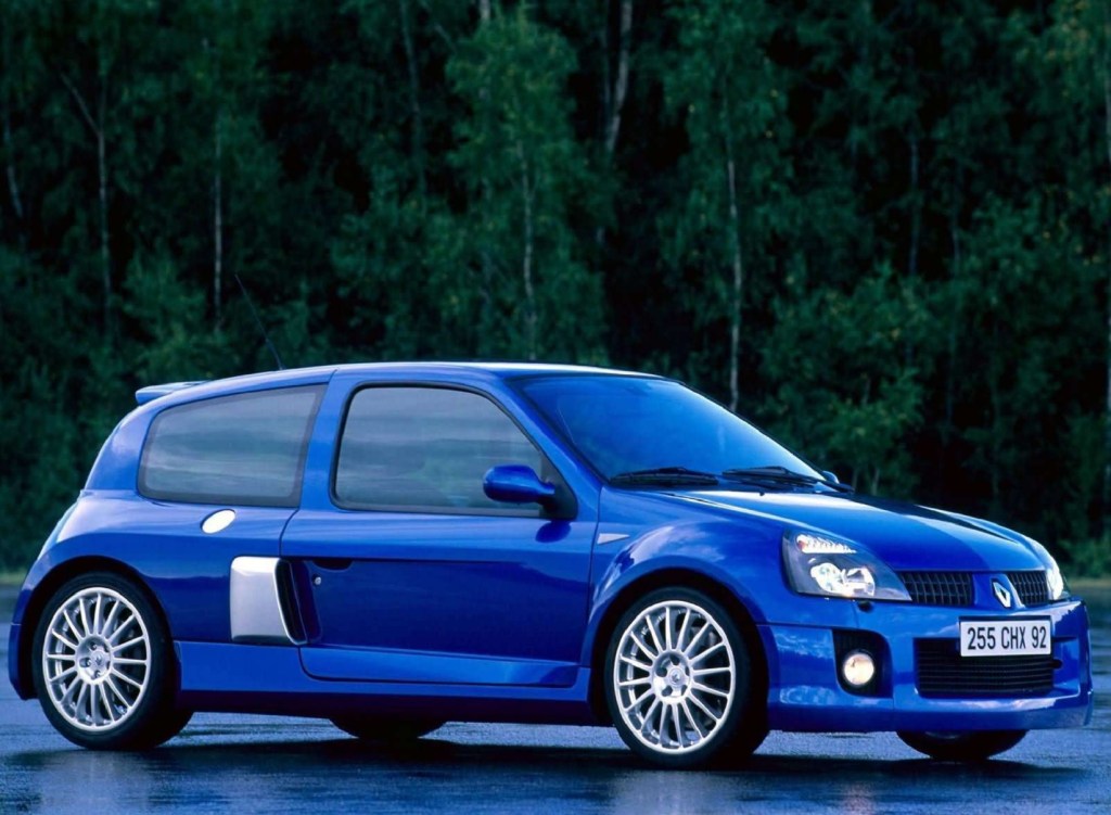 A blue 2003 Renault Sport Clio V6