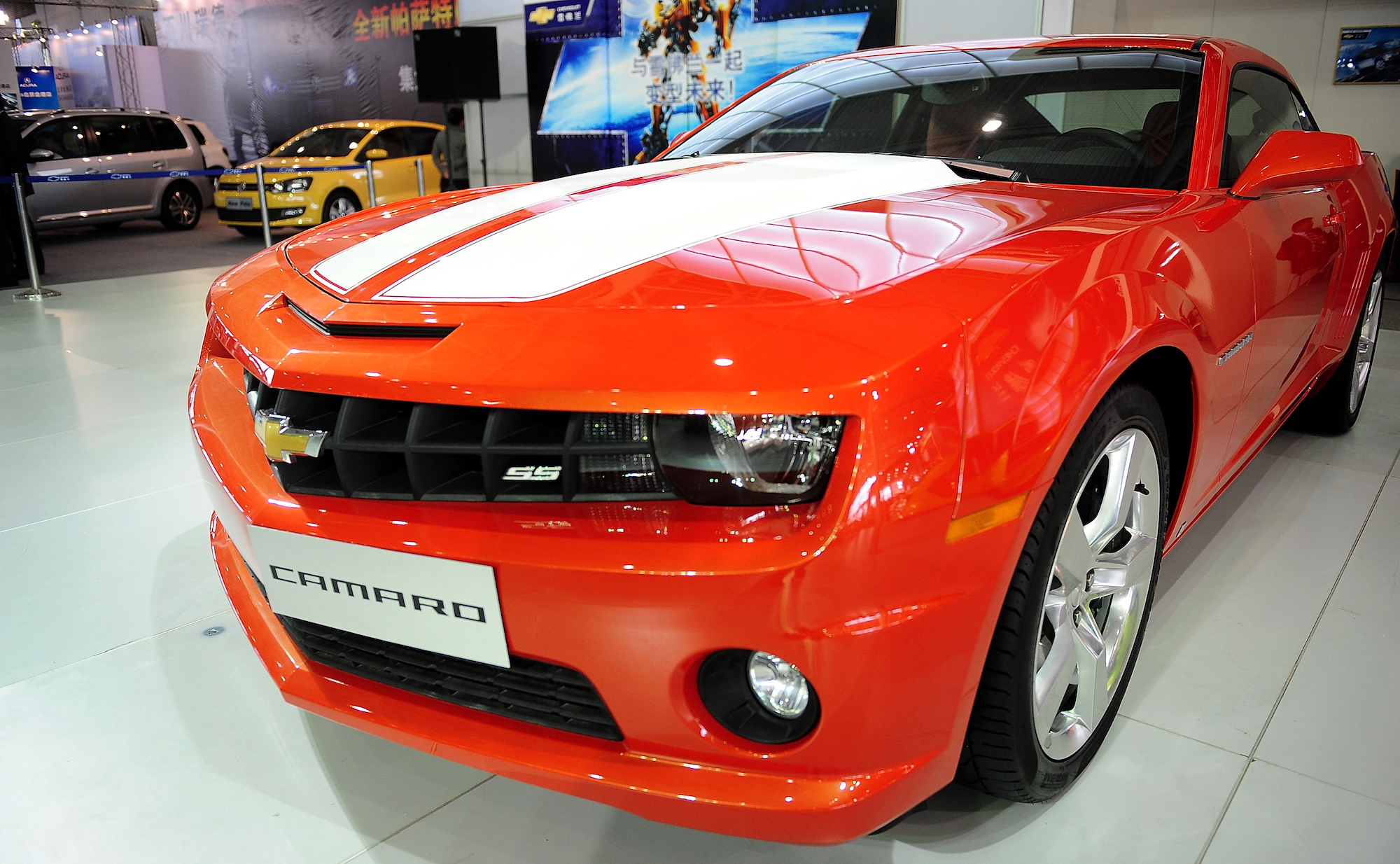 A Chevrolet Camaro, rival to the Ford Mustang, is on display during 15th Beijing Automobile Trade Show