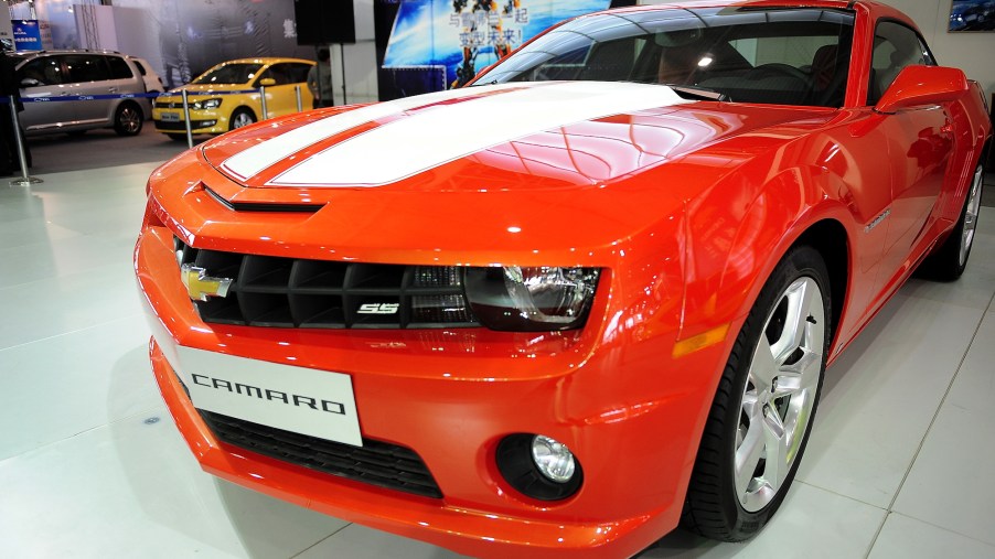 A Chevrolet Camaro, rival to the Ford Mustang, is on display during 15th Beijing Automobile Trade Show