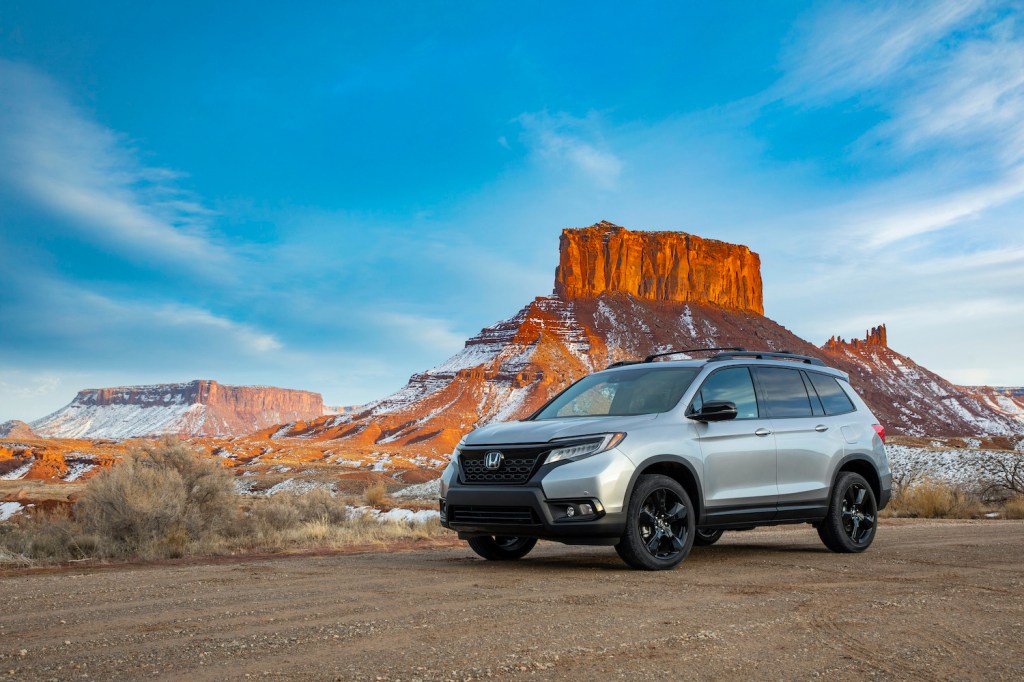 2021 Honda Passport parked in a canyon