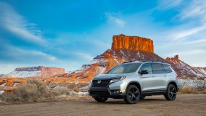 2021 Honda Passport parked in a canyon