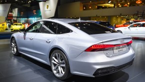An Audi A7 on display at an auto show