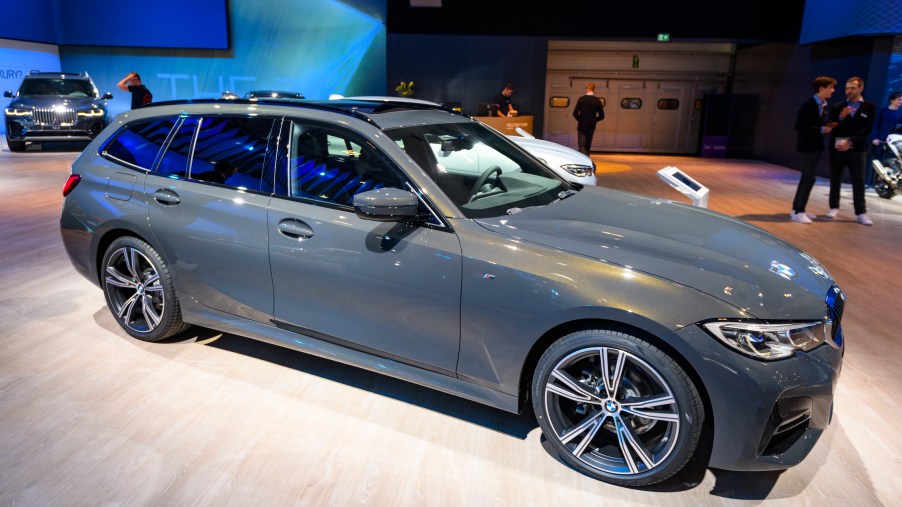 BMW 3 Series Touring station wagon on display at Brussels Expo
