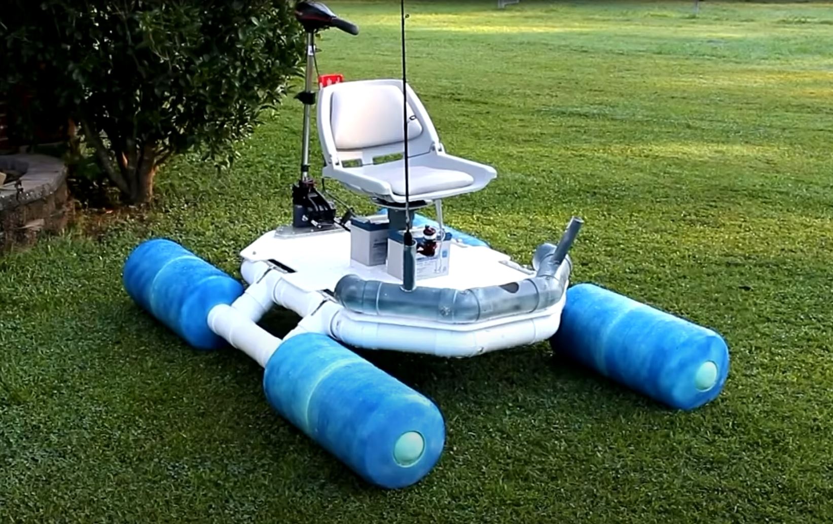 Homemade Cooler Fishing Boat With Foldable Pontoons