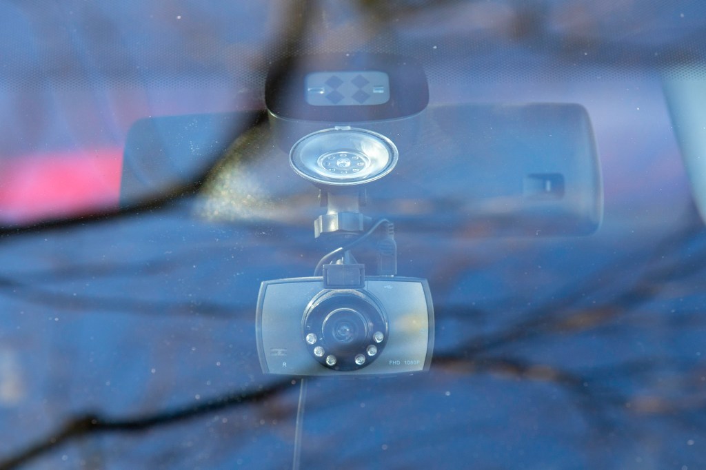 Image of a dashcam in a car.