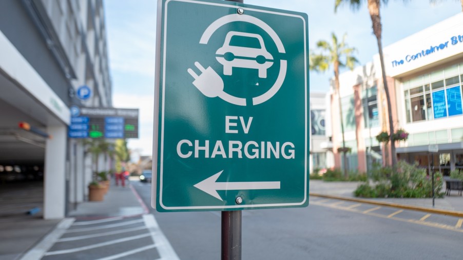 Electric vehicle (EV) charging station sign
