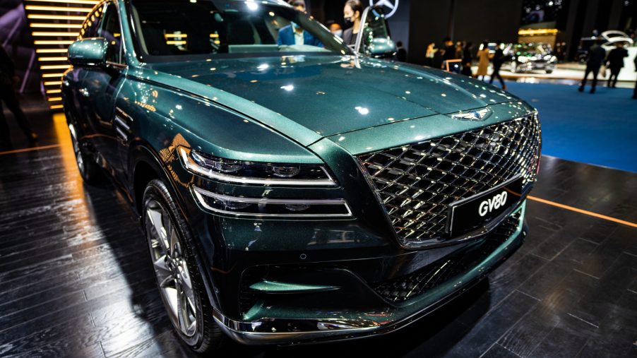 A Hyundai Genesis GV80 SUV is on display during the 3rd China International Import Expo (CIIE) at the National Exhibition and Convention Center