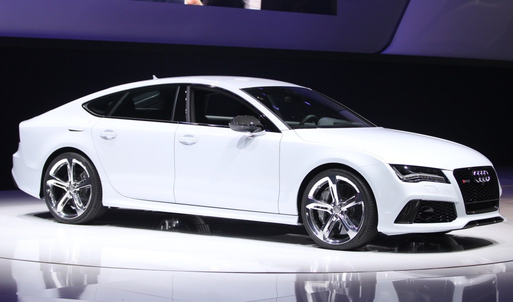 A photo of an Audi RS 7 at an auto show.