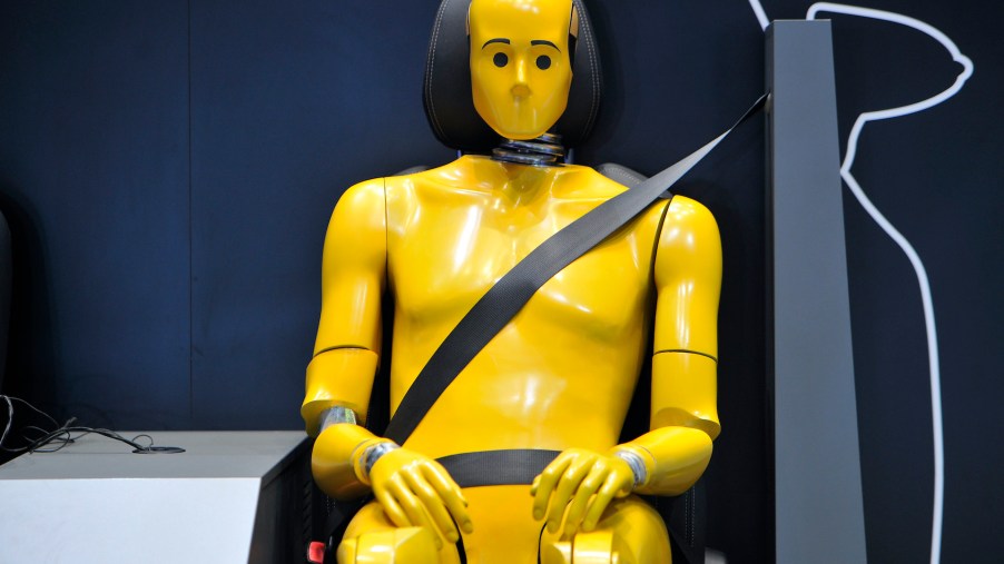 An image of a crash test dummy used for vehicle testing.