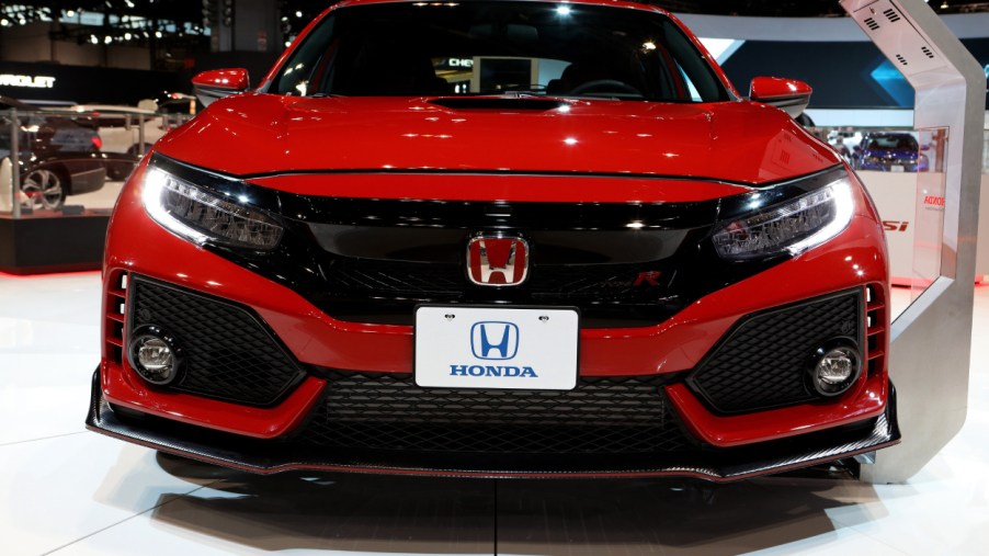 A 2018 Honda Civic on display at an auto show