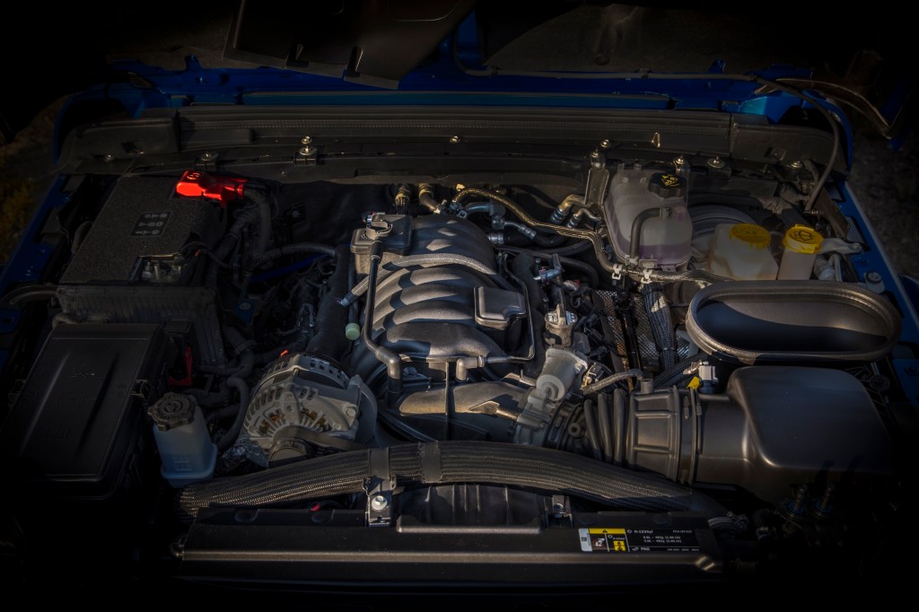A photo of the 2021 Jeep Wrangler Rubicon 392's engine bay.