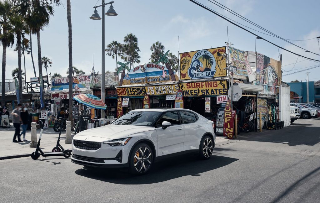 A photo of the Polestar 2 outdoors.