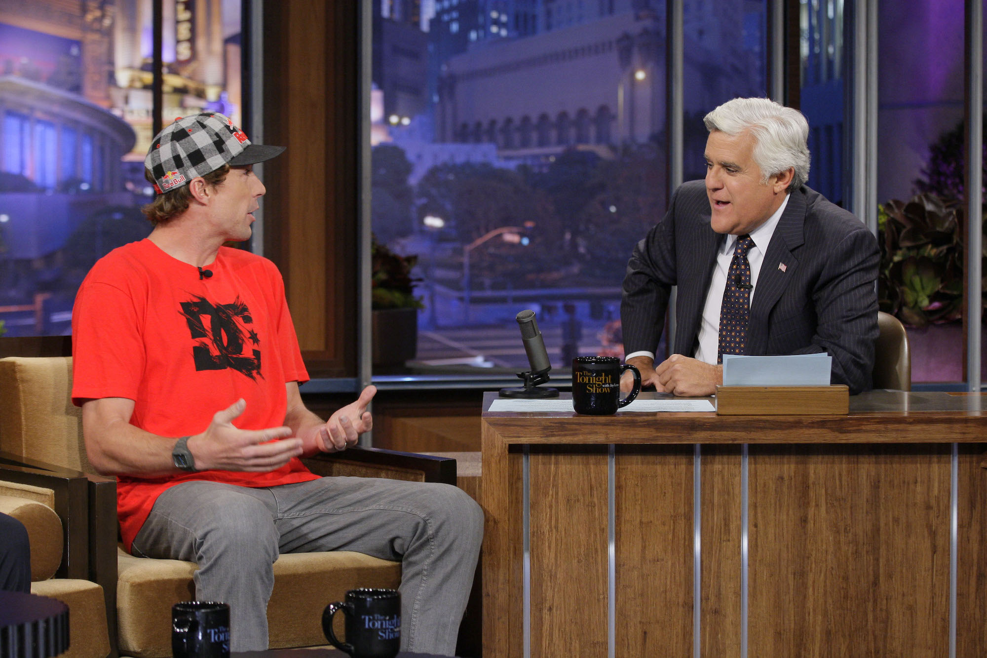 Extreme athlete Travis Pastrana during an interview with host Jay Leno on July 23, 2012.