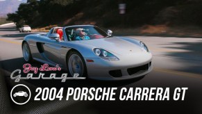 Jay Leno in his silver 2004 Porsche Carrera GT