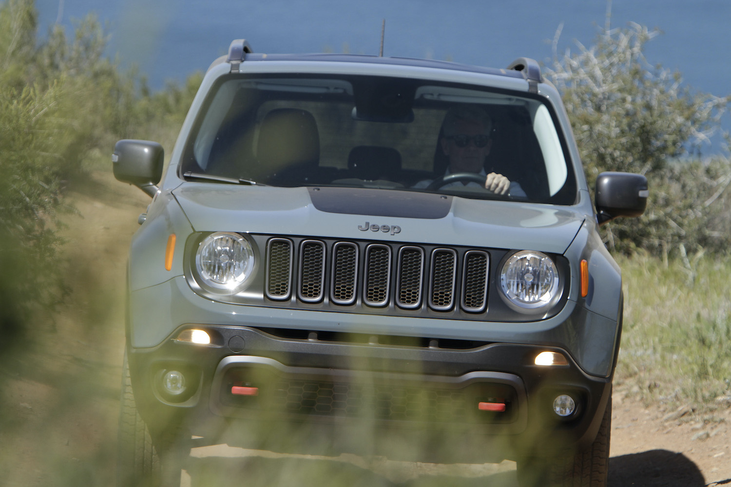 A Jeep Renegade Trailhawk hitting the trails.