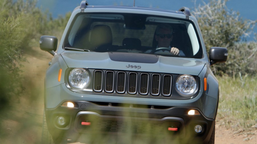 A Jeep Renegade Trailhawk hitting the trails.