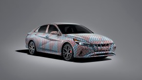 A photo of the 2021 Hyundai Elantra N at a track.