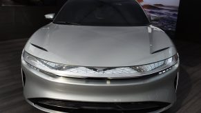 The Lucid Air Dream, electric sedan is displayed during the New York International Auto Show