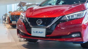 Nissan Leaf EVs on display