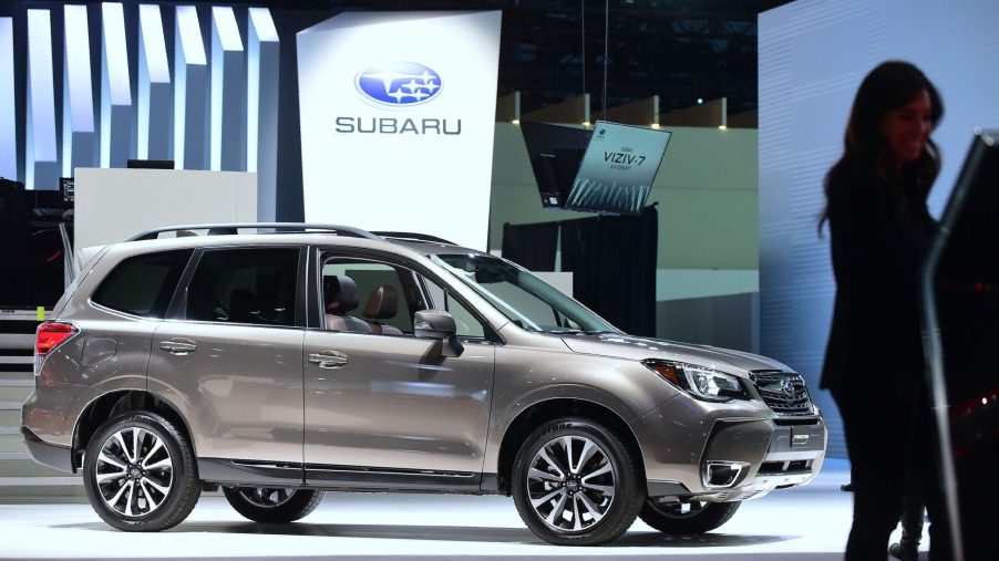The 2017 Subaru Forester on display on the second of two press days at the Los Angeles Autoshow, now called Automobility LA