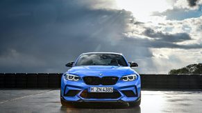 A photo of the BMW M2 CS out on the track.