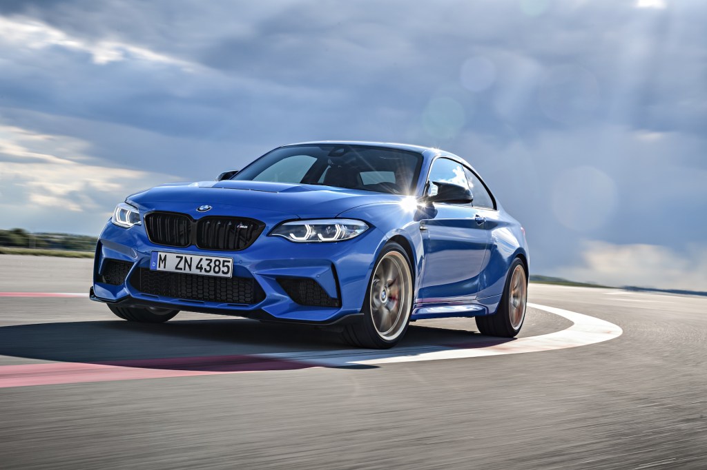 A photo of the BMW M2 CS out on the track.