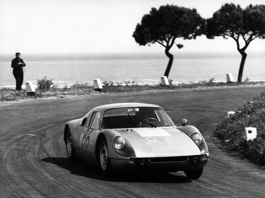 The Porsche 904 Carrera GTS racing at the 1964 Targa de Florio
