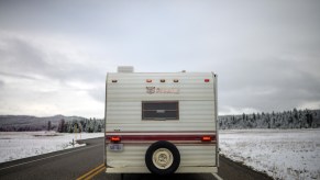 Used RV traveling to Yellowstone