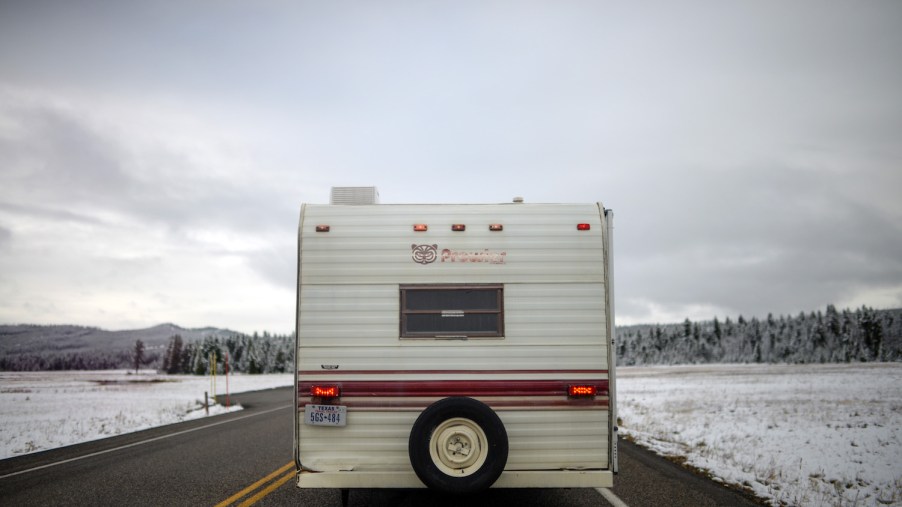 Used RV traveling to Yellowstone