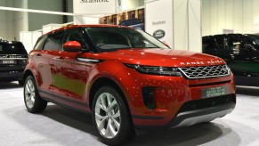 A new Range Rover Evoque is displayed during the London Motor and Tech Show