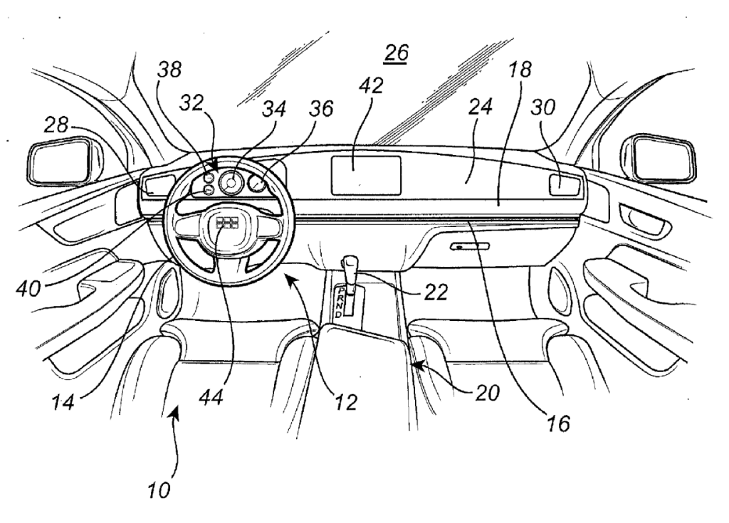 A patent diagram of Volvo's sliding steering wheel
