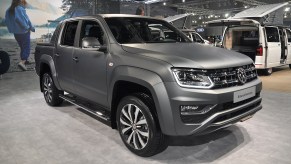A Volkswagen Amarok Aventura is seen during the Vienna Car Show press preview at Messe Wien, as part of Vienna Holiday Fair, on January 15, 2020 in Vienna, Austria.
