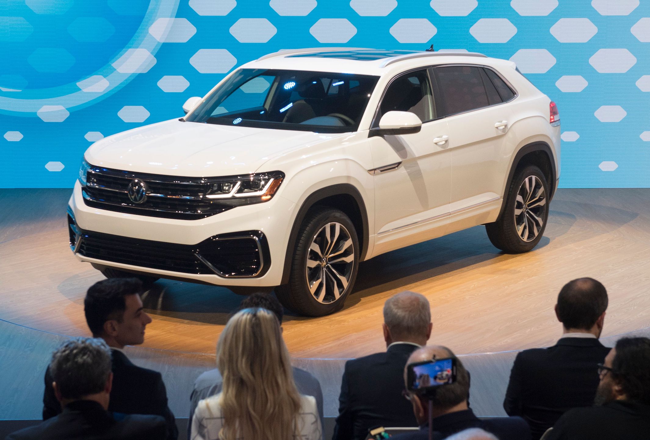 The Volkswagen Atlas Cross Sport car on display at the 2019 Los Angeles Auto Show