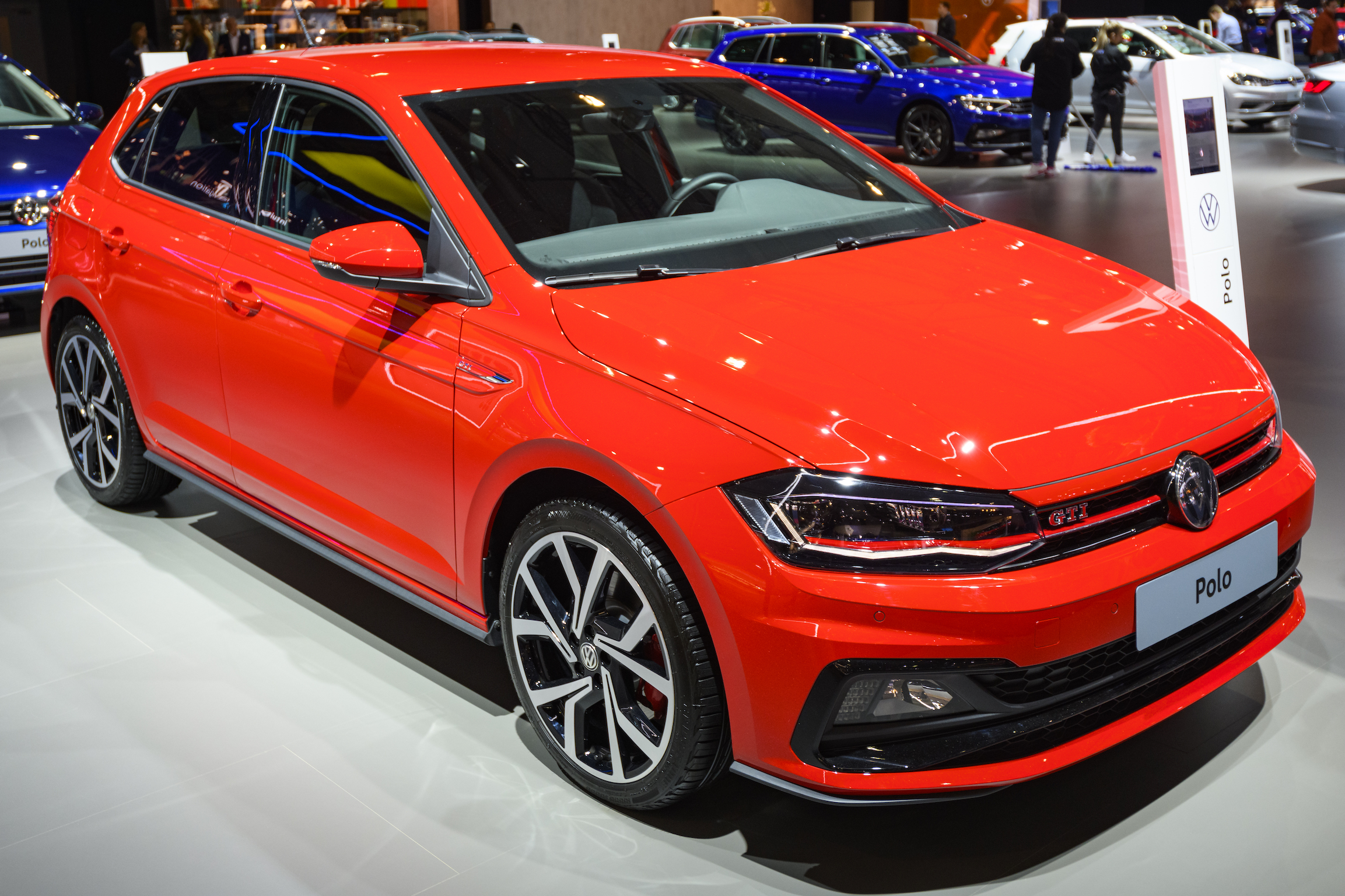 Volkswagen Polo GTI compact hatckbac car on display at Brussels Expo