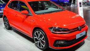 Volkswagen Polo GTI compact hatckbac car on display at Brussels Expo