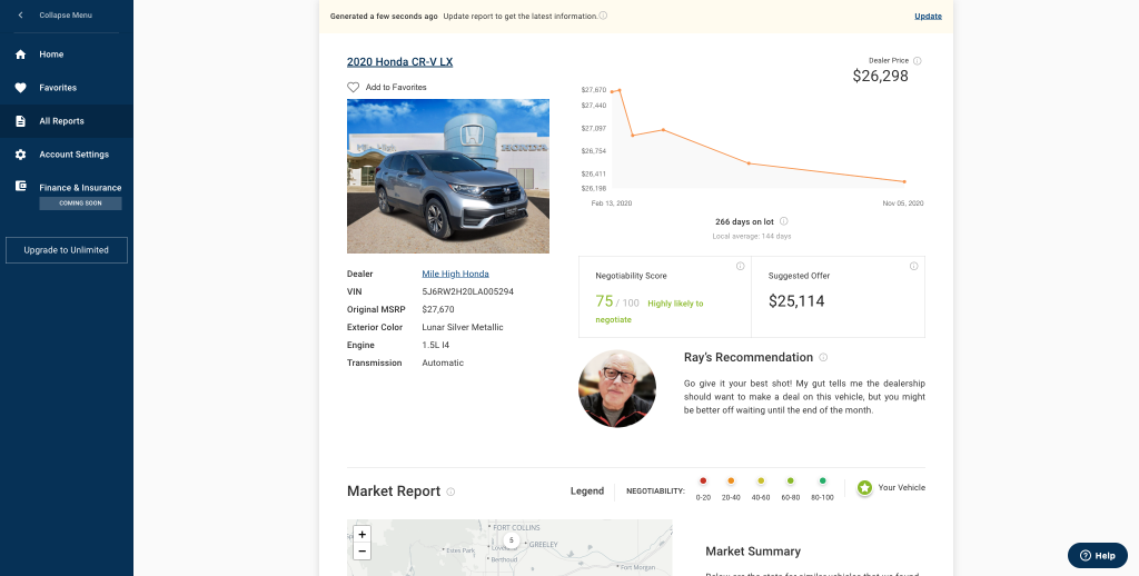 Market Price Tool on YourAutoAdvocate.com 