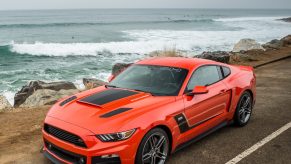 An image of a Roush Mustang Stage 3 out by the ocean.