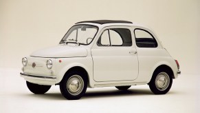A white 1957 Fiat Nuova 500