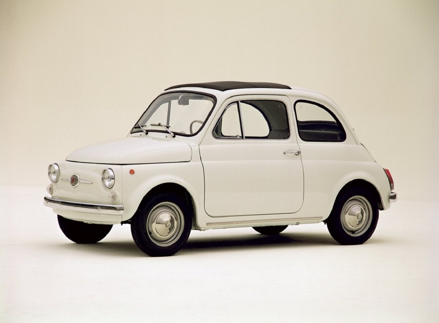 A white 1957 Fiat Nuova 500