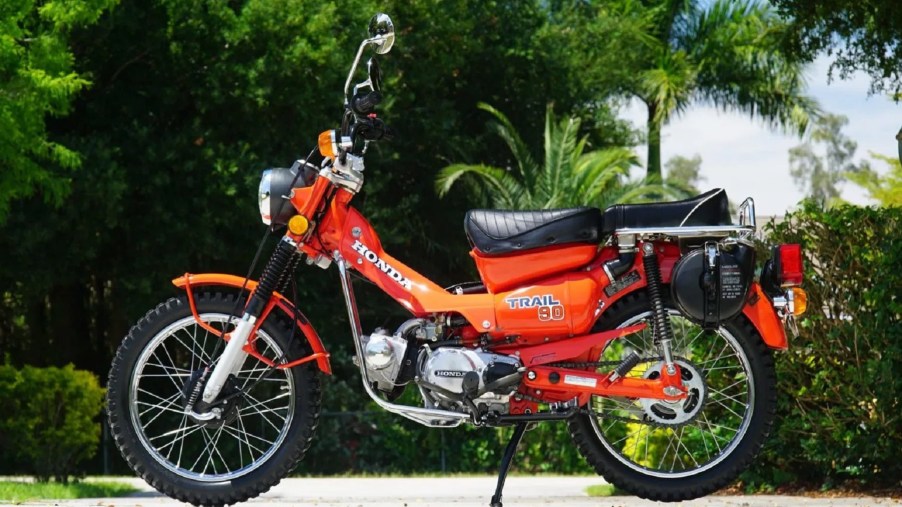 An orange 1979 Honda CT90 Trail 90