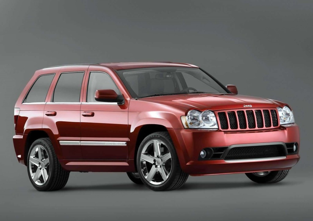 A red 2006 Jeep Grand Cherokee SRT8.